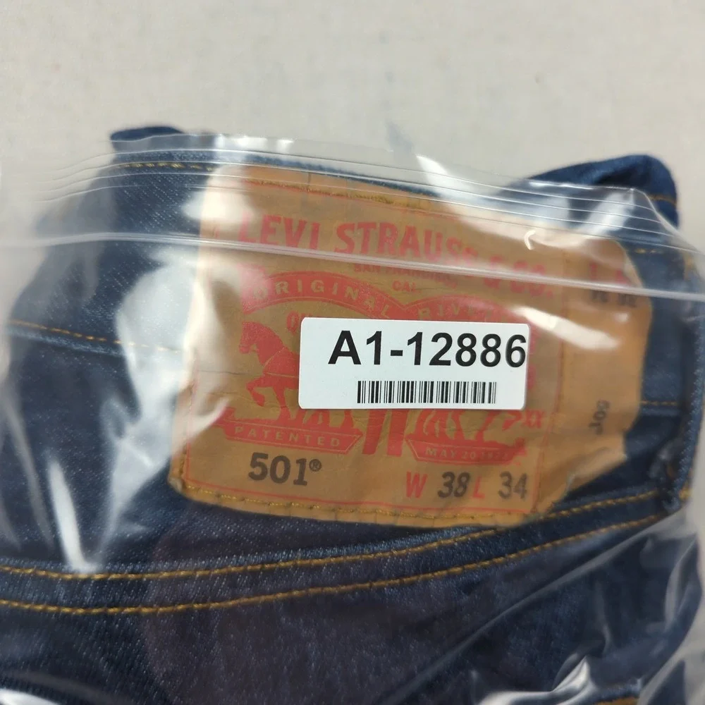 Levis 501 Jeans  Mens 38x32 Blue Button Fly Western Faded Classic American Hem